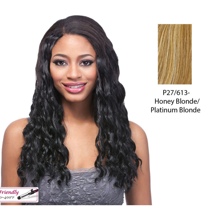 18" Ocean Wave Synthetic Clip On Extensions,Streaked blend of strawberry blonde and platinum blonde