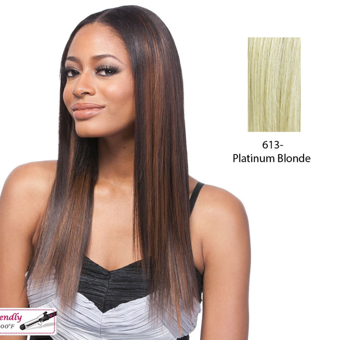 14" Yaki Straight Synthetic Clip On Extensions,Platinum blonde