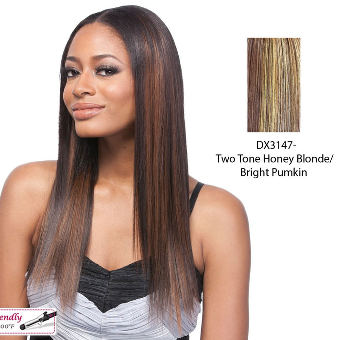 14" Yaki Straight Synthetic Clip On Extensions,Two tone frost blend of strawberry blonde and bright pumpkin layer over gold light auburn bottom