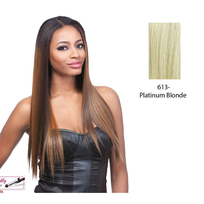 18" Yaki Straight Synthetic Clip On Extensions,Platinum blonde