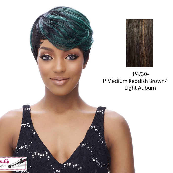 Synthetic Wig,Club,Medium brown base with light auburn highlights