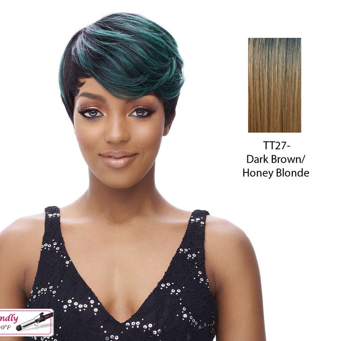 Synthetic Wig,Club,Dark brown roots with strawberry blonde