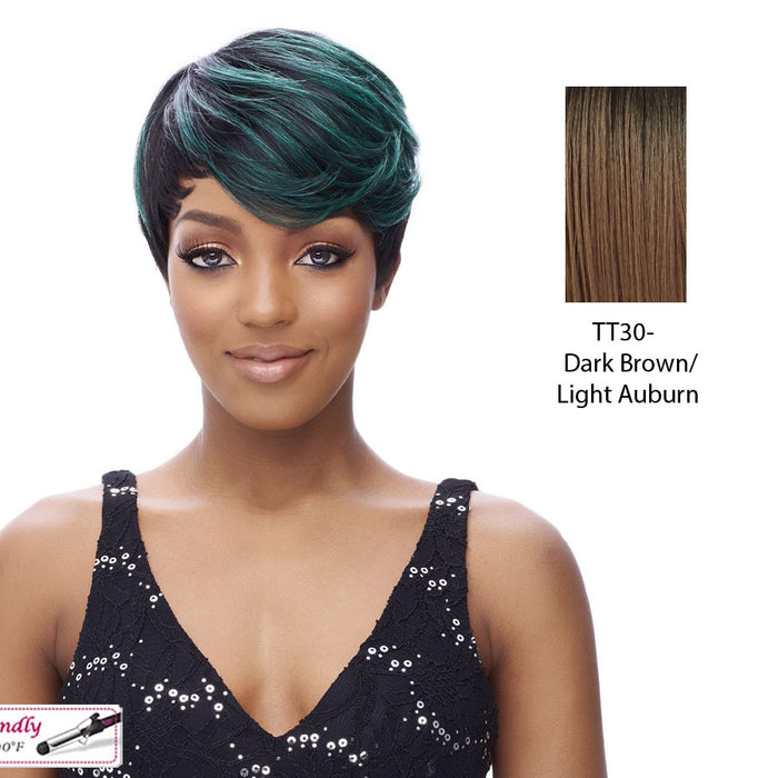 Synthetic Wig,Club,Dark brown roots with light auburn
