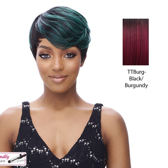 Synthetic Wig,Club,Two tone off black/burgundy