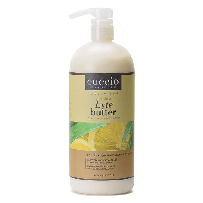 Cuccio Ultra Sheer Lyte Butter, White Limetta and Aloe Vera, 32 Oz.