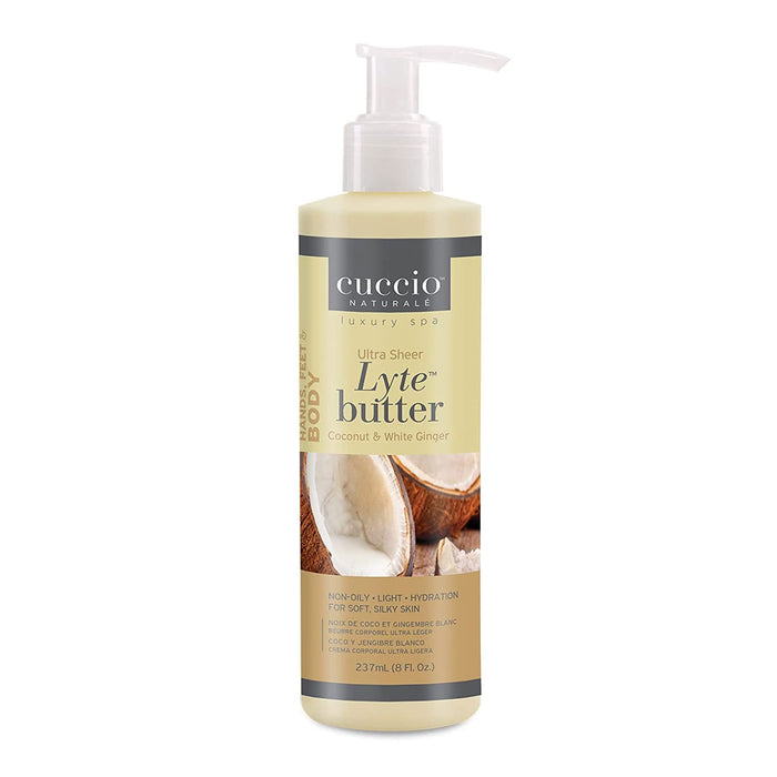 Cuccio Ultra Sheer Lyte Butter, Coconut and White Ginger, 8 Oz.