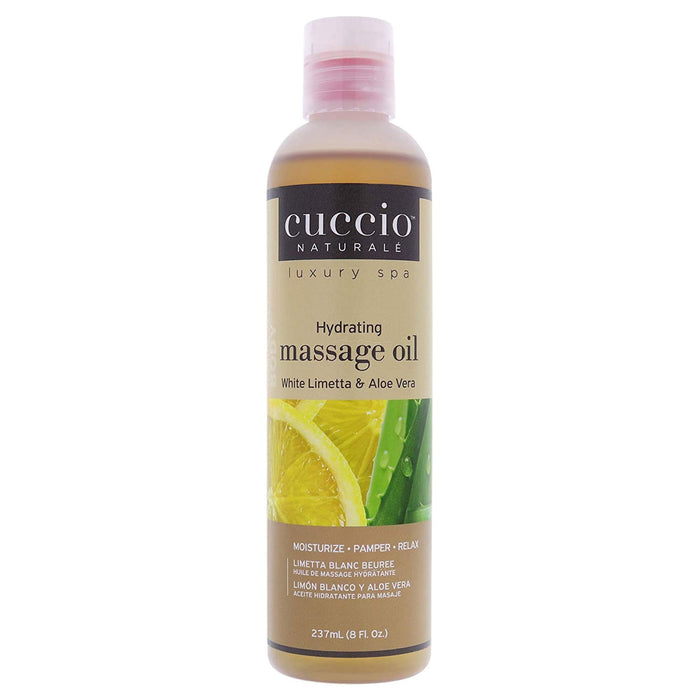 Cuccio Hydrating Massage Oil, White Limetta and Aloe Vera, 8 Oz.