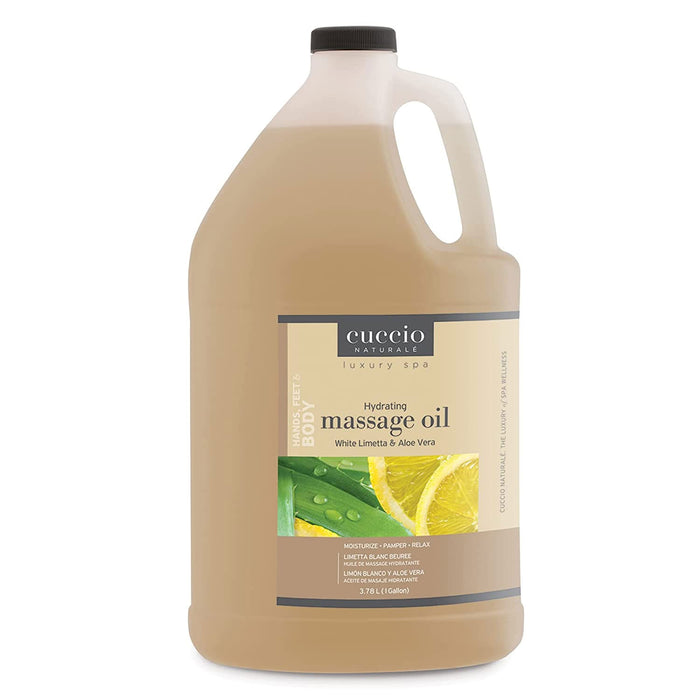 Cuccio Hydrating Massage Oil, White Limetta and Aloe Vera, 1 Gal.