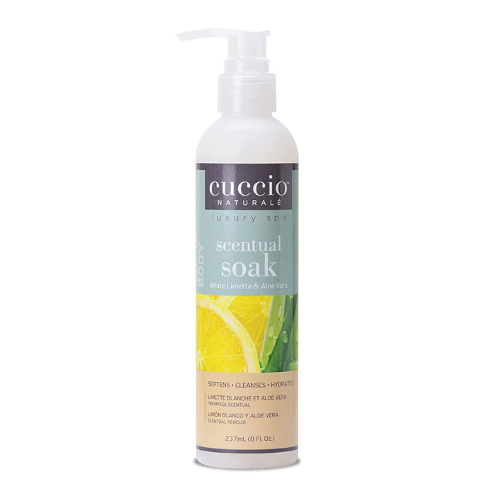 Cuccio Scentual Soak, White Limetta and Aloe Vera, 8 Oz.