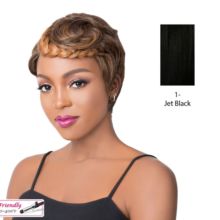 Swiss Lace Part Wig Crown Braid Pixie,Black