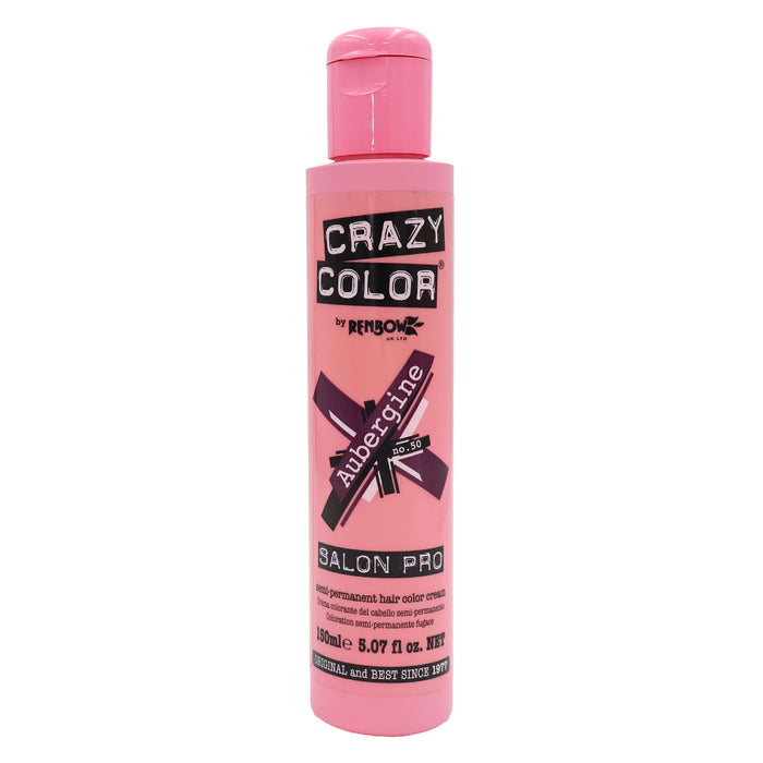 Crazy Color Semi Permanent Hair Colour, Aubergine 50, 5.07 Oz.