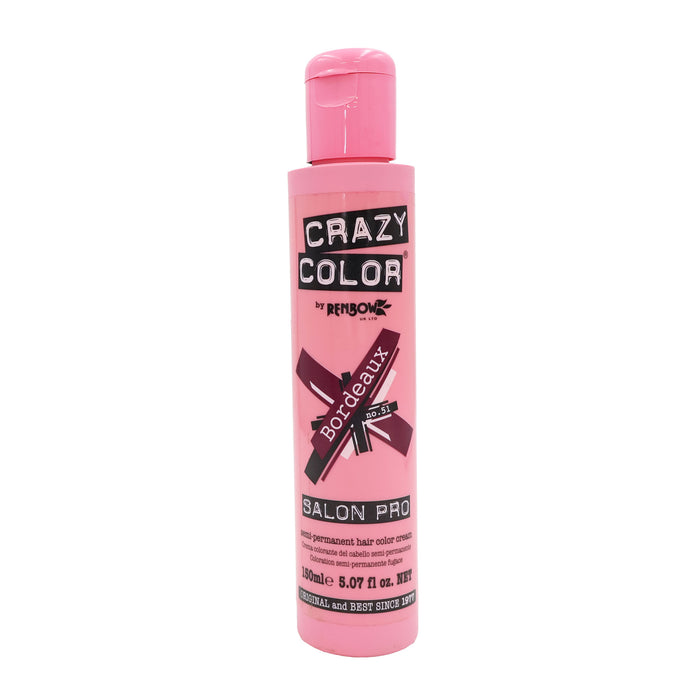 Crazy Color Semi Permanent Hair Colour, Bordeaux 51, 5.07 Oz.