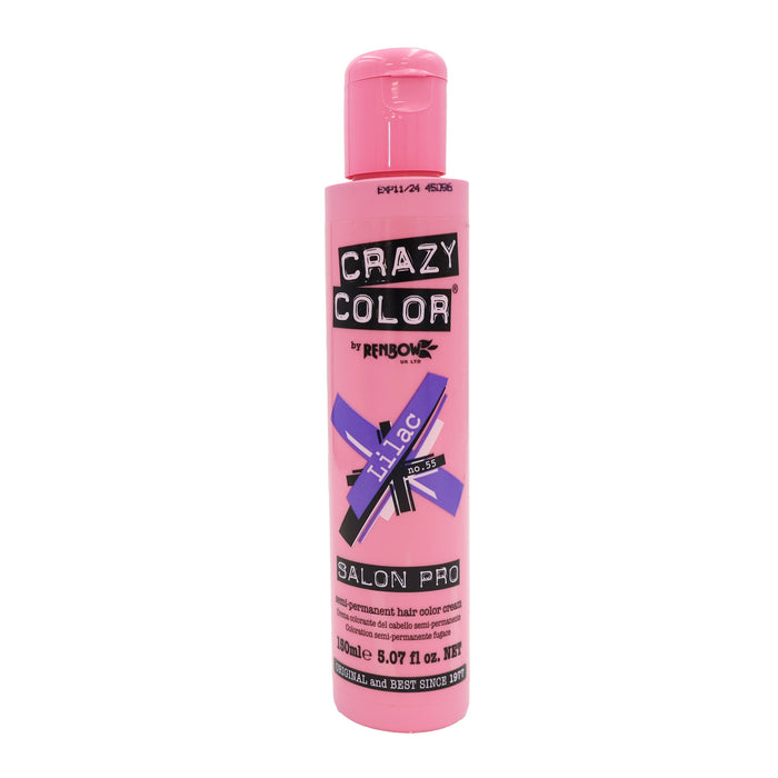 Crazy Color Semi Permanent Hair Colour, Lilac 55, 5.07 Oz.