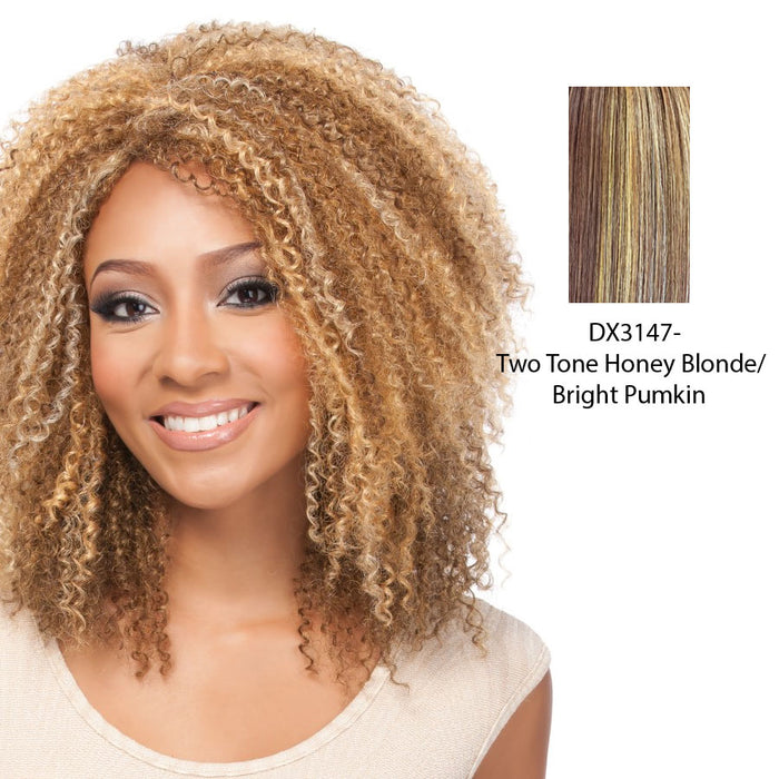 100% Synthetic Premium Quality Wig Dessa,Two tone frost blend of strawberry blonde and bright pumpkin layer over gold light auburn bottom