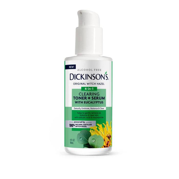 Dickinson's Witch Hazel Clearing Toner and Serum with Eucalyptus, 4 Oz.