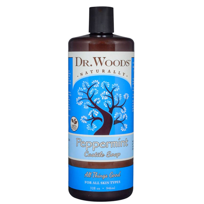 Dr. Woods Pure Castile Soap, Peppermint, 32 Oz.