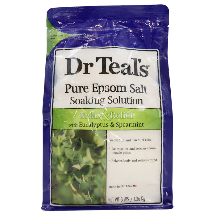 Dr Teals Epsom Salt Soaking Solution Relieve Eucalyptus 3 LB.