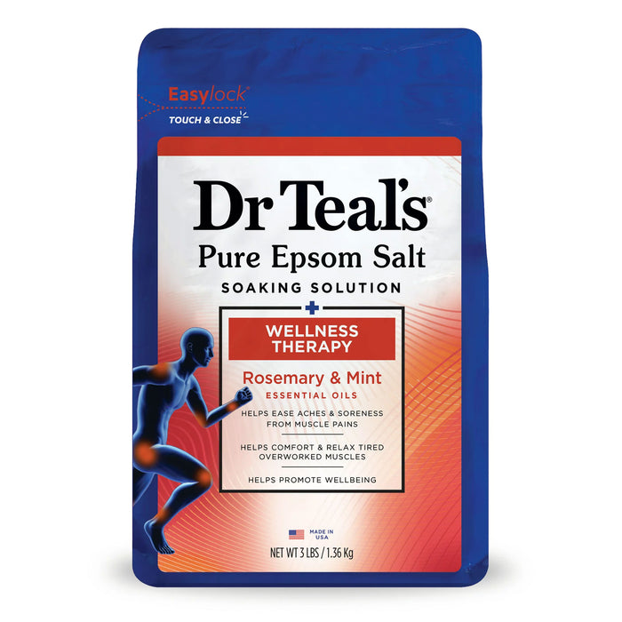 Dr Teals Epsom Salt Soaking Solution Wellness Rosemary Mint, 3 LB.