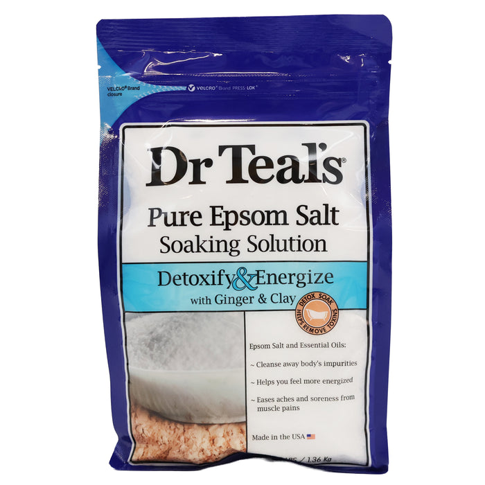 Dr Teals Epsom Salt Soaking Solution Detox Ginger Clay, 3 LB.
