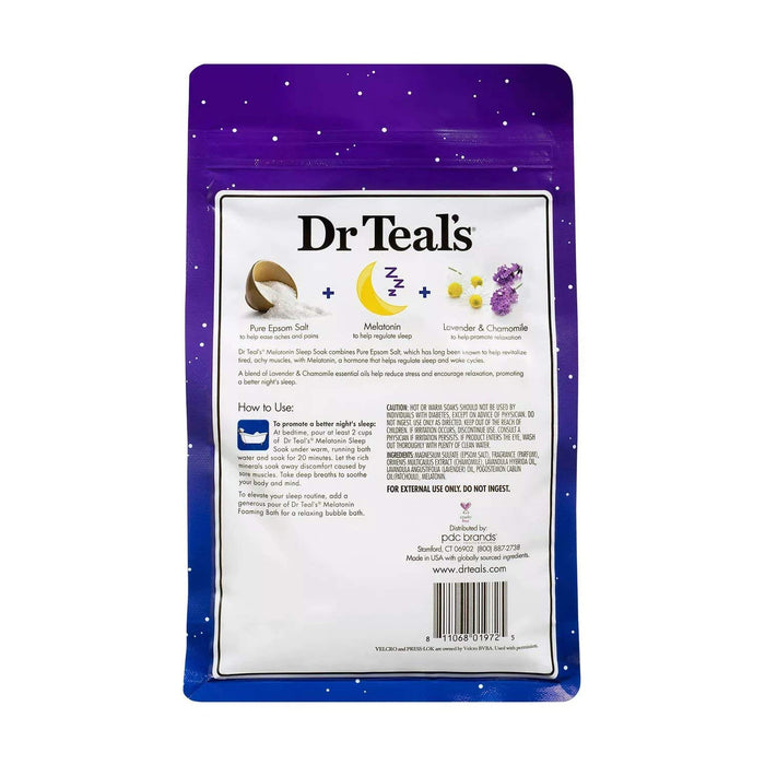 Dr Teals Epsom Salt Soaking Solution Melatonin Sleep 3Lbs