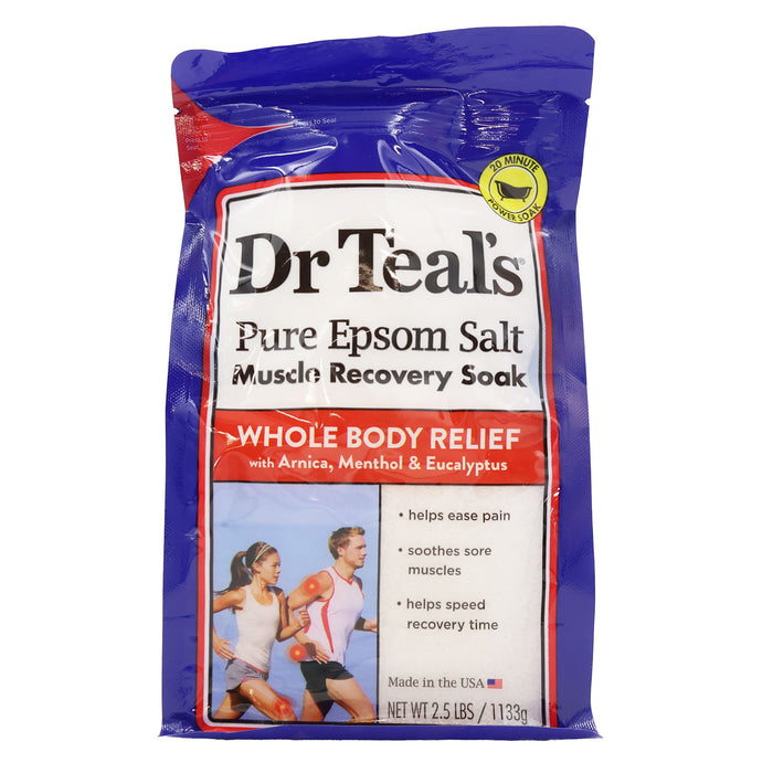 Dr Teals Epsom Salt Muscle Recovery Soak Whole Body Relief, 2.5 LB.