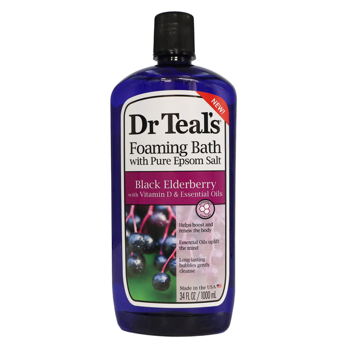 Dr Teals Epsom Salt Foaming Bath Black Elderberry, 34 Oz.
