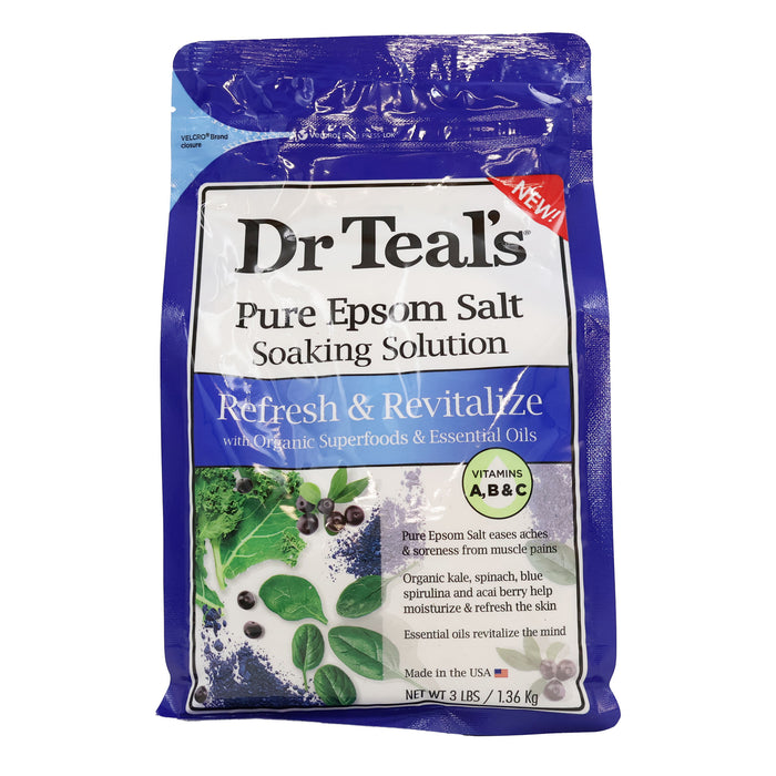 Dr Teals Epsom Salt Soaking Solution Refresh Revitalize, 3 LBS