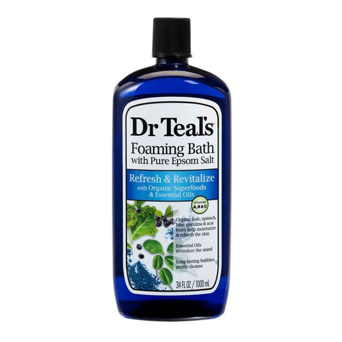 Dr Teals Epsom Salt Foaming Bath Refresh Revitalize Superfoods, 34 fl Oz.