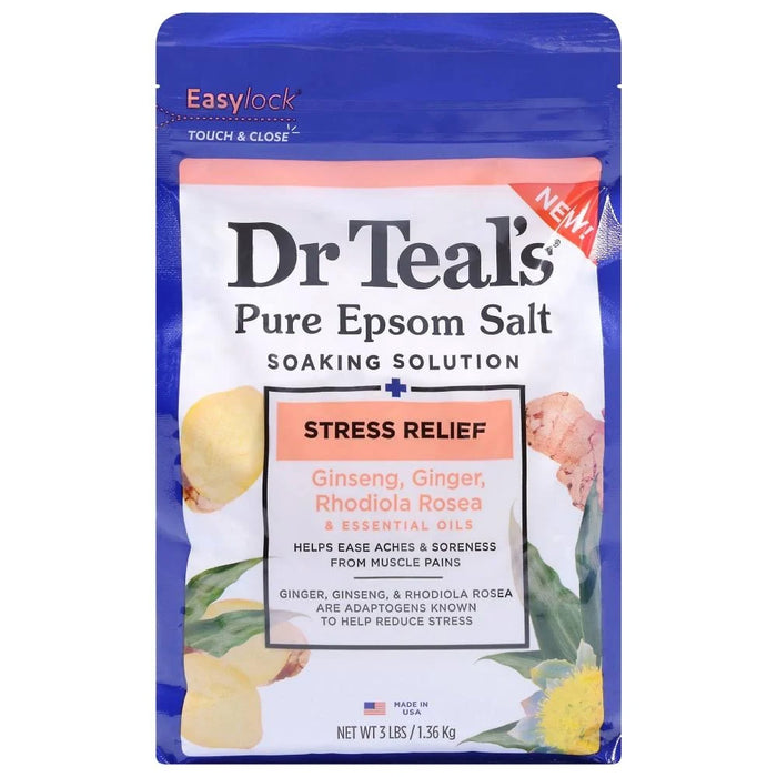 Dr. Teal's Stress Relief Essential Oils Foaming Bath, Ginseng Ginger 3 Lbs
