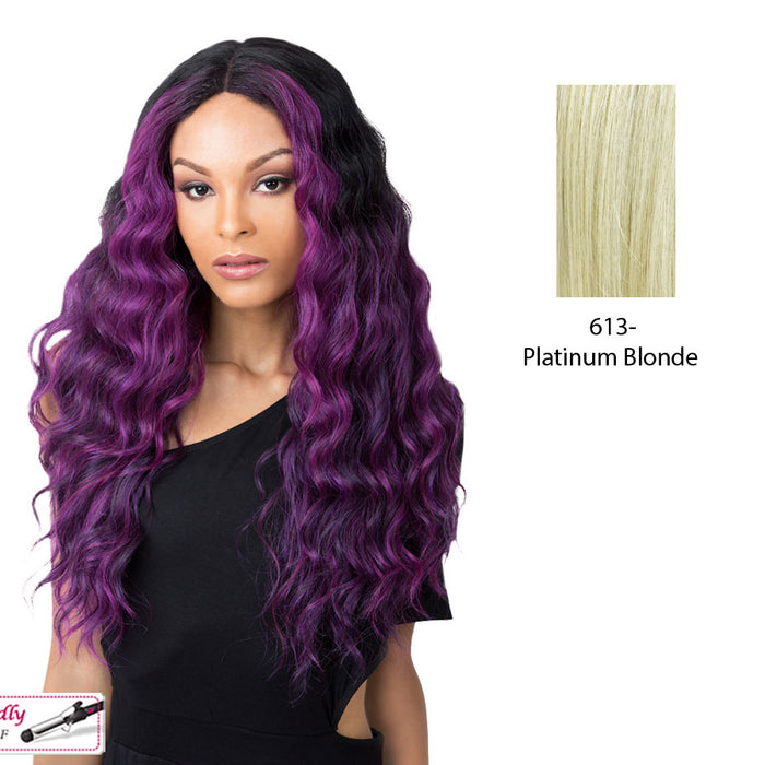 100% Synthetic Hair Wig With Deep Center Part At The Edge,Platinum blonde