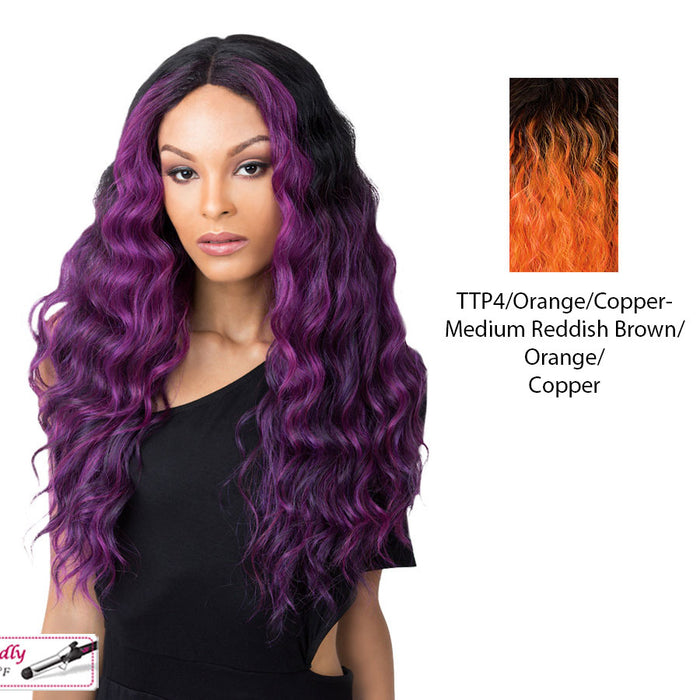 100% Synthetic Hair Wig With Deep Center Part At The Edge,TTP4/ORANGE/COPPER
