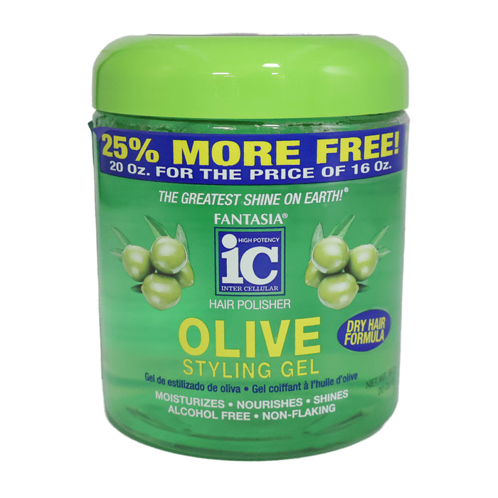 Fantasia IC Hair Polisher Olive Styling Gel for Dry Hair, 20 Oz