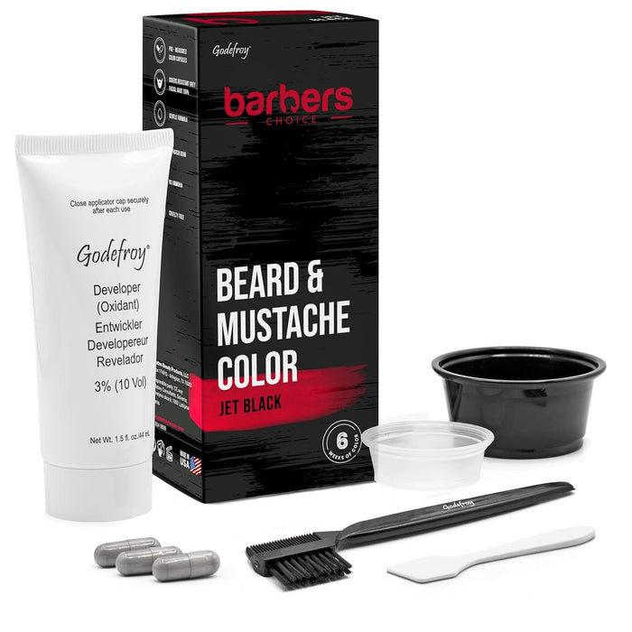 Godefroy Barbers Choice Beard and Mustache Color, 3 Application, Jet Black