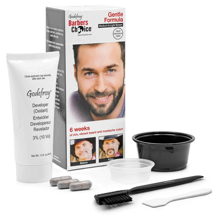 Godefroy Barbers Choice Beard and Mustache Color, 3 Application, Medium Light Brown