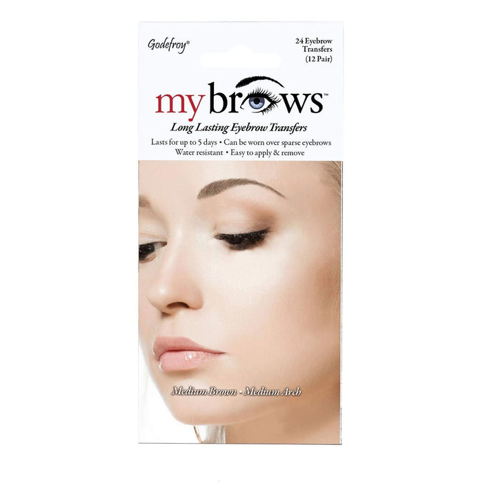 Godefroy Mybrow Transfers, Medium Arch, Medium Brown, 12 Pairs