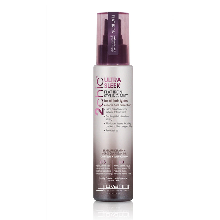 Giovanni 2Chic Sleek Flat Iron Styling Mist Keratin Argan, 4 Oz.