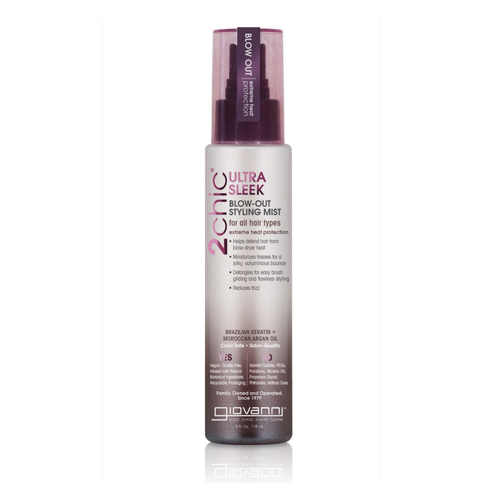 Giovanni 2Chic Sleek Blow Out Styling Mist Keratin Argan, 4 Oz.