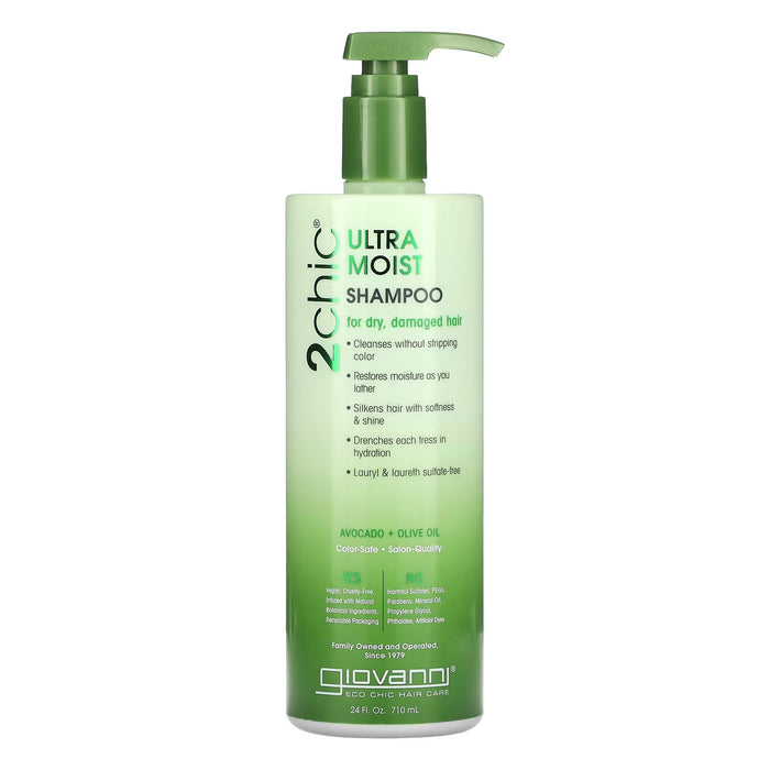 Giovanni Cosmetics Ultra Moist Shampoo With Avocado And Olive Oil, 24 Oz