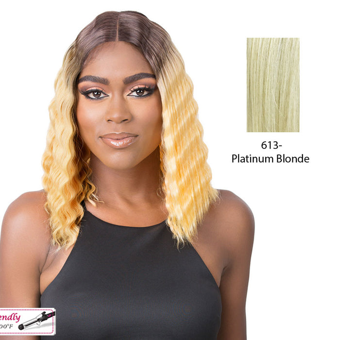 Synthetic Hd Lace Crimped Hair 2,Platinum blonde