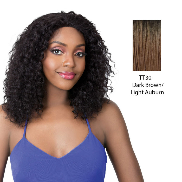 Human Hair Salon Remi Swiss Lace Front Wig S Lace Wet N Wavy Deep,Dark brown roots with light auburn