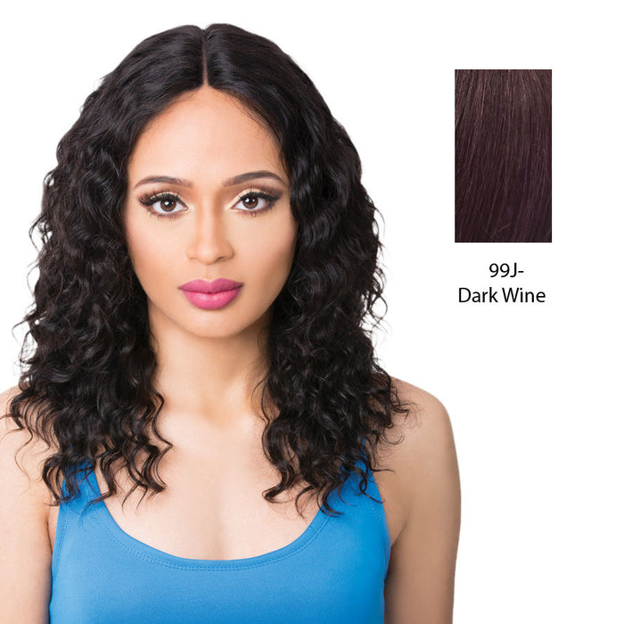 100% Brazilian Remi Human Hair Swiss Lace Front Wig Wet N Wavy Didi,Dark wine
