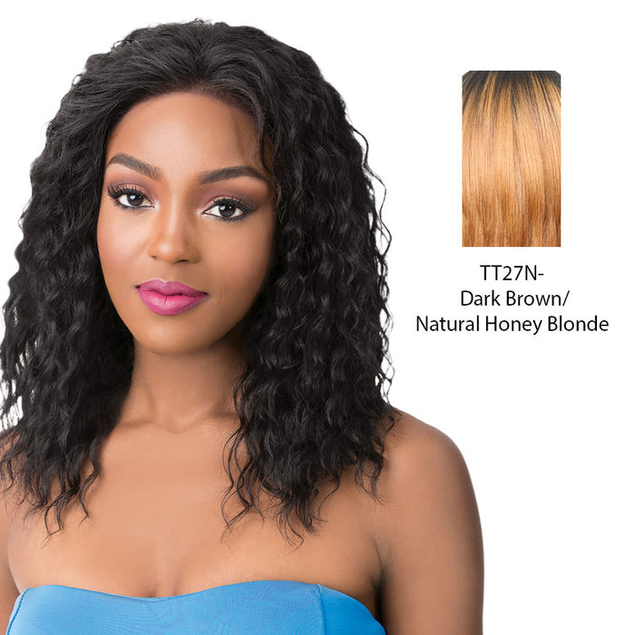 Salon Remi 13"X4" Human Hair S Lace Wet N Wavy French Deep Water,Dark brown roots with strawberry blonde