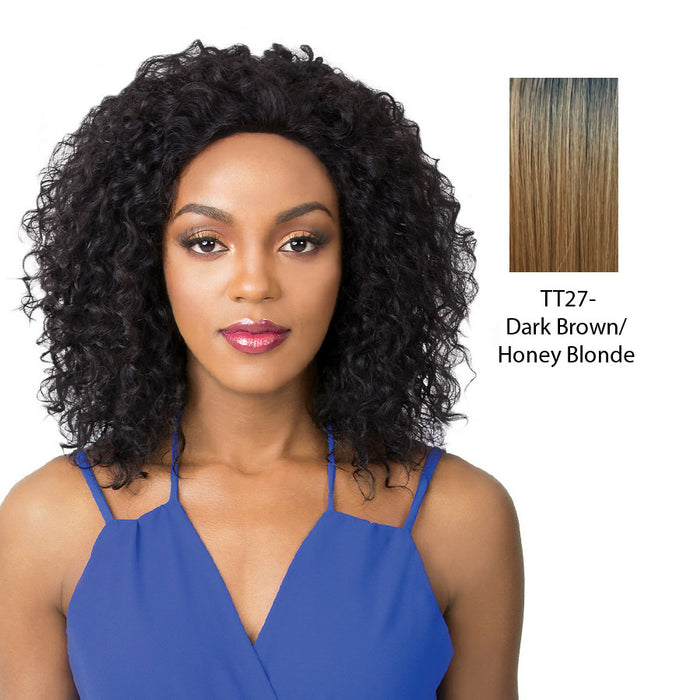 Human Hair Salon Remi Swiss Lace Front Wig S Lace Wet N Wavy Jerry,Dark brown roots with strawberry blonde