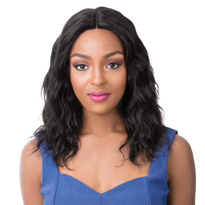 100% Natural Human Hair Swiss Lace Front Wig Salon Remi S Lace Wet N Wavy Pacific Wave,Off black