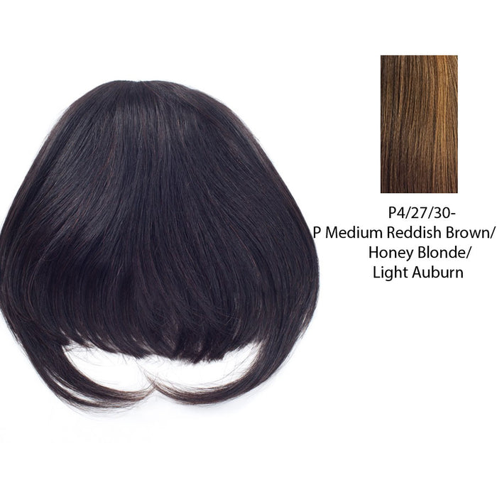 100% Remi Human Hair Top Wig, Comfort For Life Remi Top Bang,Streaked blend of medium brown, strawberry blonde, and light auburn