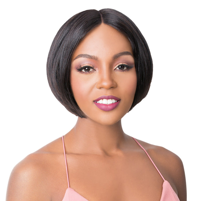 100% Brazilian Human Hair Swiss Lace Front Wig,Off black