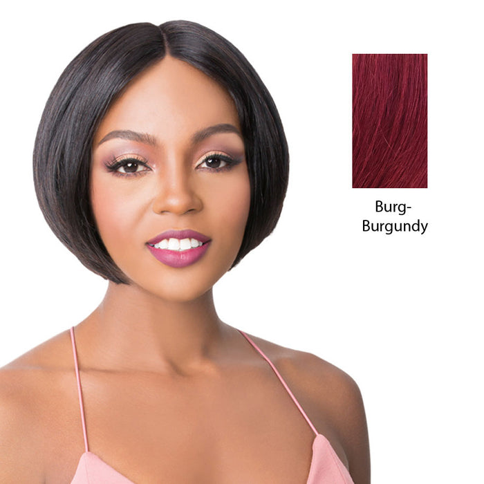 100% Brazilian Human Hair Swiss Lace Front Wig,Burgundy