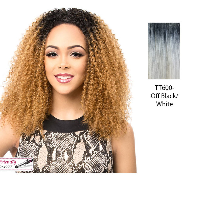 Synthetic Half Wig Asta,Off black roots with white