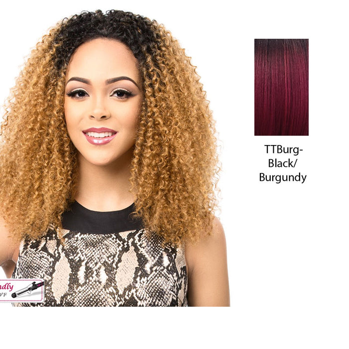 Synthetic Half Wig Asta,Two tone off black/burgundy