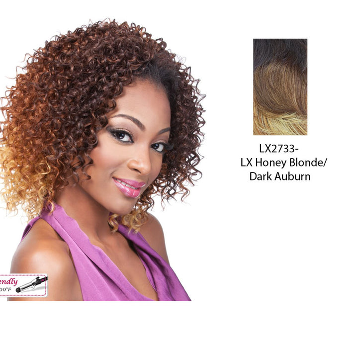Synthetic Half Wig Ali,Two tone frost blend of dark auburn layer over strawberry blonde bottom